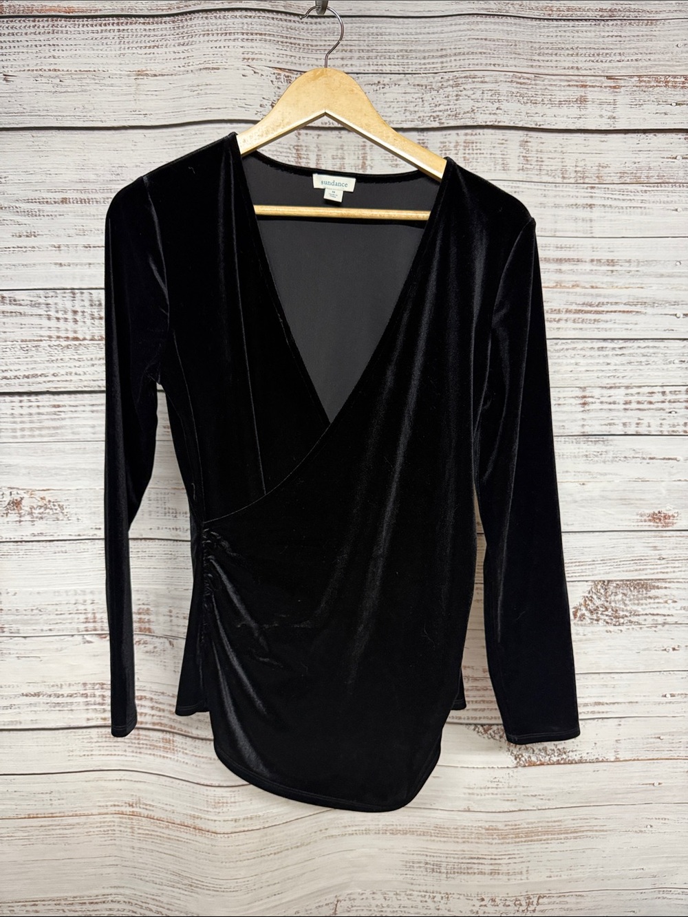 Sundance Black Velvet Faux Wrap Top